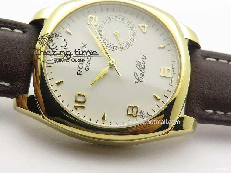 MiroTime 0419 Cellini Date YG White Numeral Dial On Brown Leather Strap A Affordable 3883